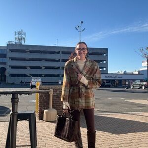 Chic Vintage Plaid Wool Blazer